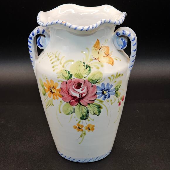 Vintage Italian Majolica Earthenware Vase - Hand Painted & Numbered Italy 7" - Picture 6 of 10